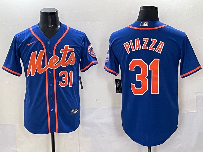 Men 2025 New York Mets 31 Piazza Blue Game Nike MLB Jersey style 01